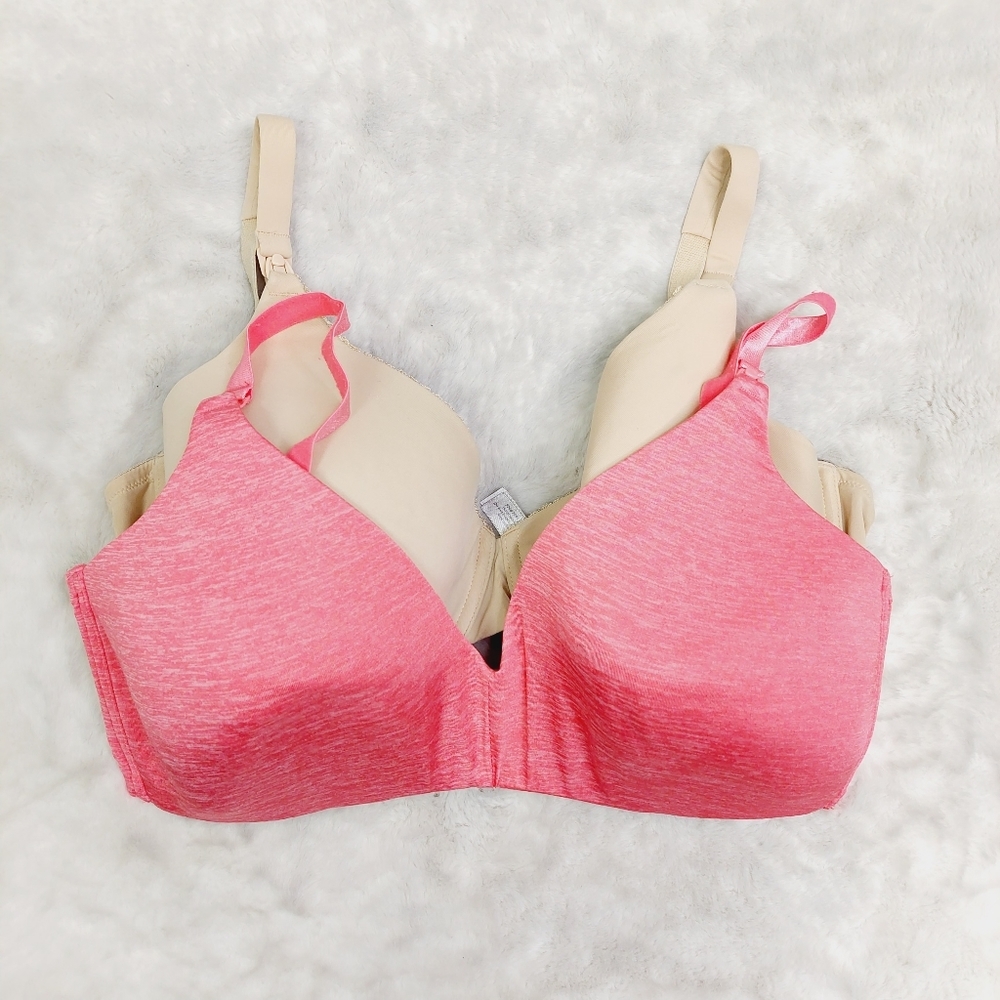 Motherhood Intimates Full Coverage Nursing Bra - Coral Pink & Tan Bundle P5739